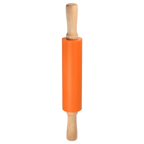Silicone Rolling Pins for Baking 15 Inch Wooden Handle Non Stick Rolling Pin Small Roller Playdough Rolling Pins for Dough Pizza Pastry Fondant Kitchen