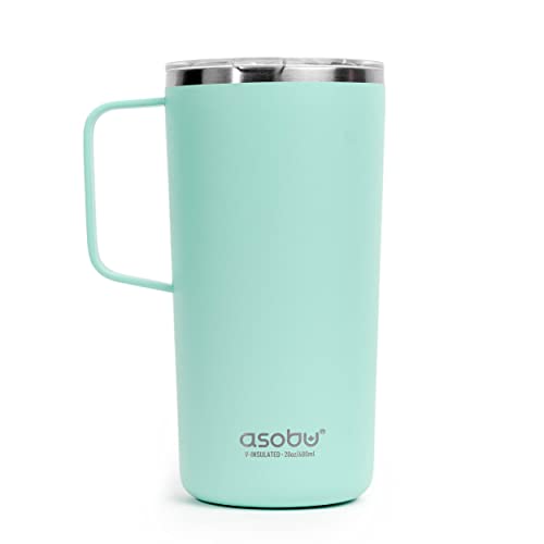 Tower Mug Ceramic Inner Coated Insulated Stainless Steel Cup for Pure Tasting Coffee with Easy Hold Handle and Tritan Lid Fits Standard Cup Holders 20 Ounce Travel Mug