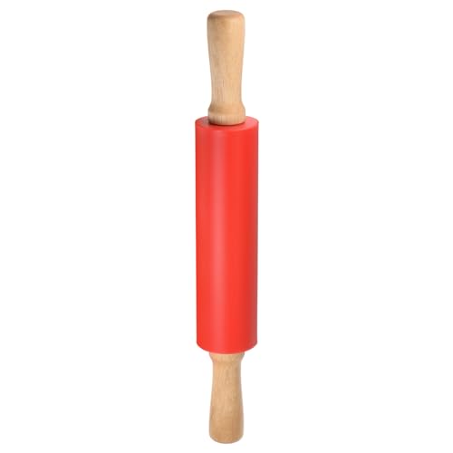 Silicone Rolling Pins for Baking 15 Inch Wooden Handle Non Stick Rolling Pin Small Roller Playdough Rolling Pins for Dough Pizza Pastry Fondant Kitchen