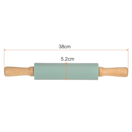 Silicone Rolling Pins for Baking 15 Inch Wooden Handle Non Stick Rolling Pin Small Roller Playdough Rolling Pins for Dough Pizza Pastry Fondant Kitchen
