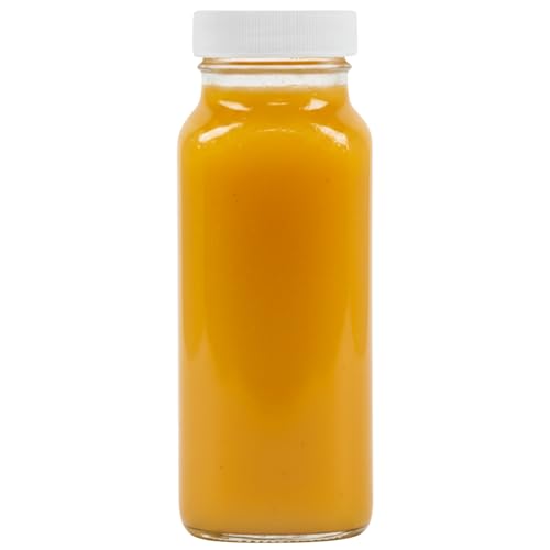8oz Square Glass Juice Shot Bottle with Lid (6 Count)