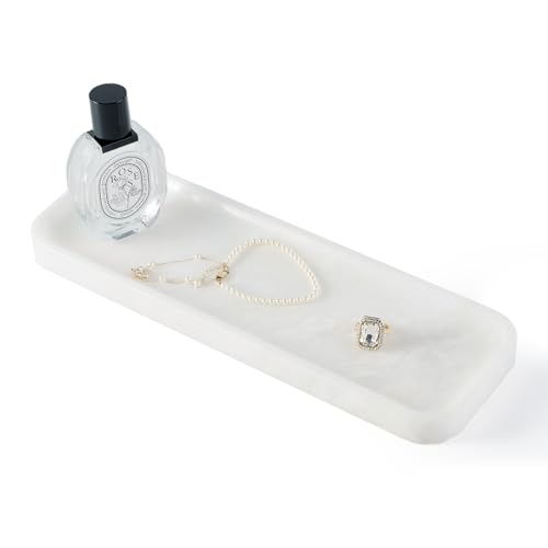 Marble Tray 12"x4" Marble Vanity Tray for Bathroom Kitchen Countertop Sink