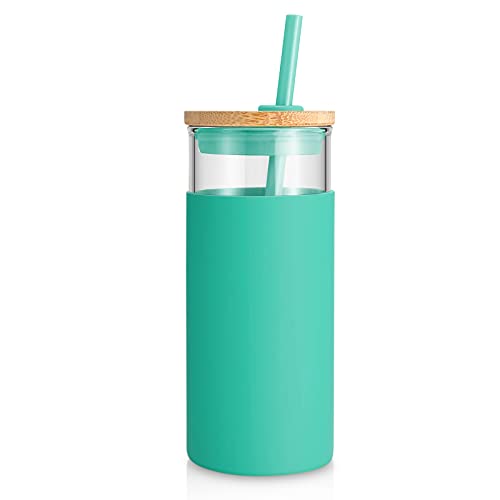 20 oz Glass Tumbler with Lids and Straws