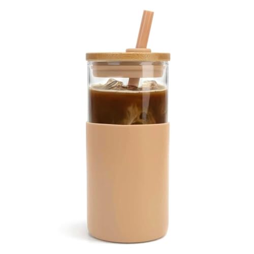 16 oz Glass Tumbler with Lids and Straws
