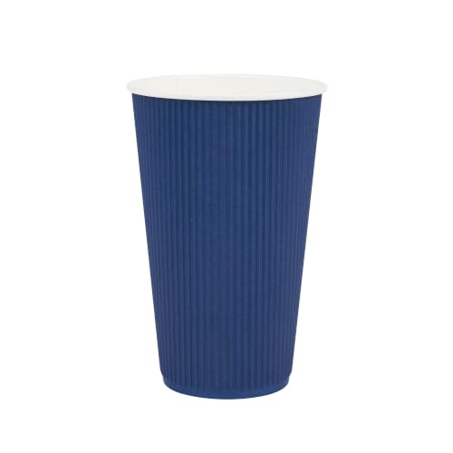 Ripple Wall Coffee Cups 500 Count 16 Ounce Insulated Midnight Blue Paper Cups