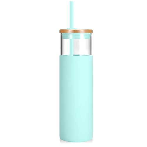 28 oz Glass Tumbler with Lids and Straws