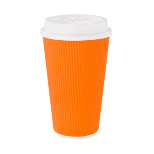 Ripple Wall Coffee Cups 500 Count 16 Ounce Insulated Tangerine Orange Paper Cups