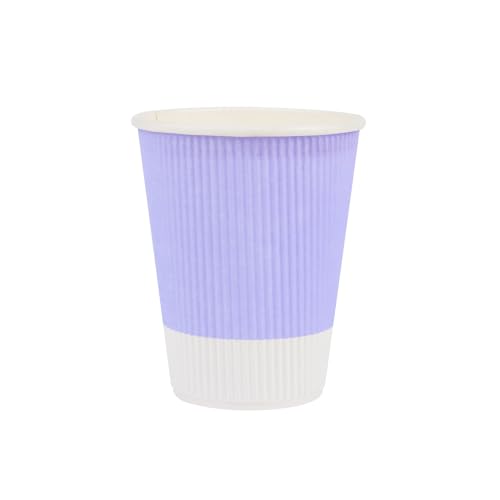 Ripple Wall Coffee Cups 25 Count 12 Ounce Insulated Light Purple Paper Cups
