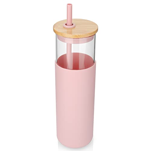 32 oz Glass Tumbler with Lids and Straws