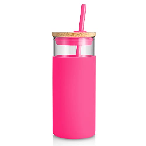 20 oz Glass Tumbler with Lids and Straws