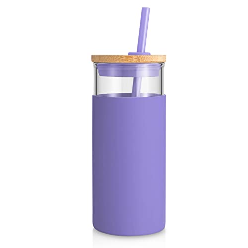 20 oz Glass Tumbler with Lids and Straws