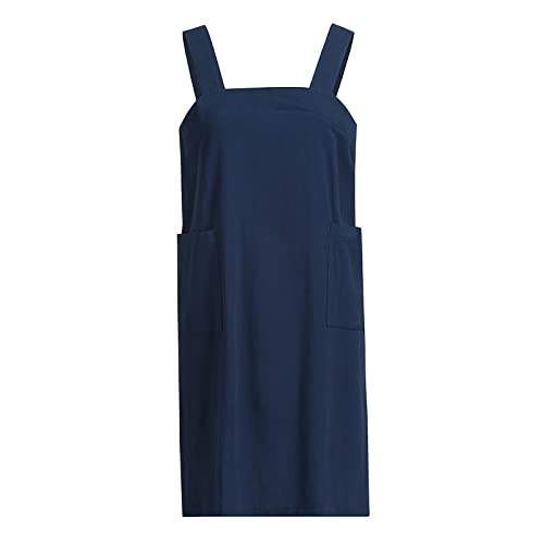 Pinafore Cross Back Apron for Women with Pockets