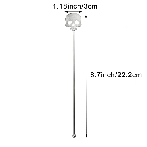 6Pcs 8.7inch Skull Swizzle Sticks Stainless Steel Coffee Stirrers