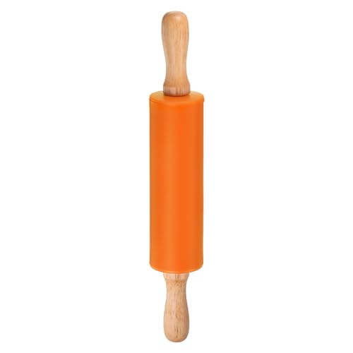 Silicone Rolling Pins for Baking 12 Inch Wooden Handle Non Stick Rolling Pin Small Roller Playdough Rolling Pins for Dough Pizza Pastry Fondant Kitchen