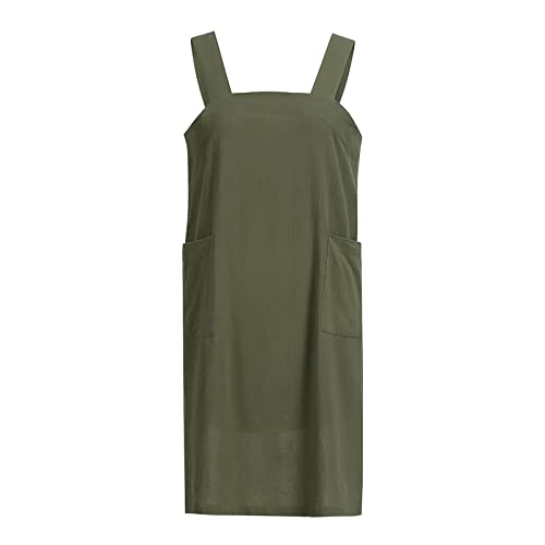 Pinafore Cross Back Apron for Women with Pockets