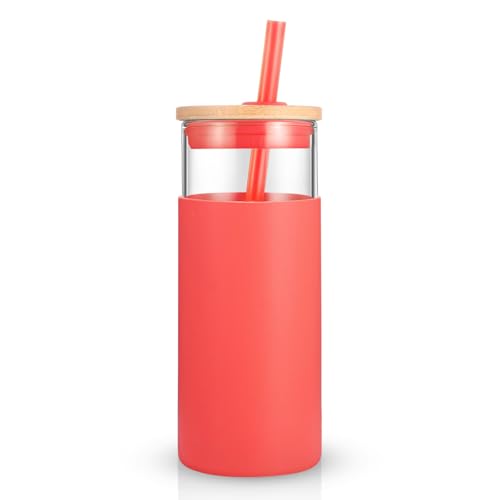 20 oz Glass Tumbler with Lids and Straws