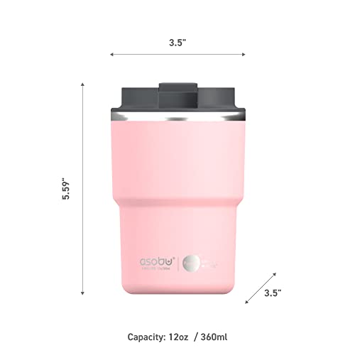 Travel Mug Ceramic Coated Stainless Steel Insulated with Leak and Spill Proof Lid