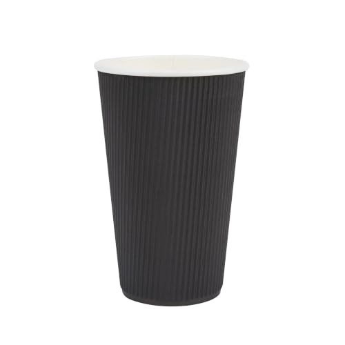 Ripple Wall Coffee Cups 25 Count 16 Ounce Insulated Black Paper Cups