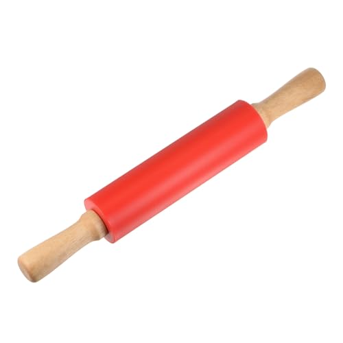 Silicone Rolling Pins for Baking 15 Inch Wooden Handle Non Stick Rolling Pin Small Roller Playdough Rolling Pins for Dough Pizza Pastry Fondant Kitchen