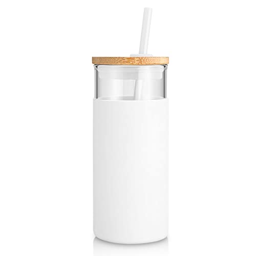 20 oz Glass Tumbler with Lids and Straws