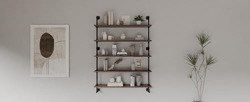Industrial Pipe Wall Shelves Pipe Shelving with Real Wood Plank