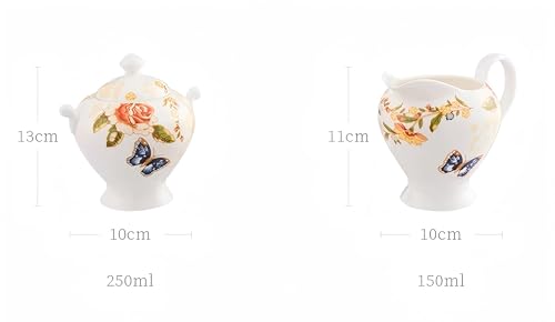 Fine Bone China Tea Sets For Adults Porcelain Tea Set European Wedding Floral Teapot Cup Saucer Spoon for Women Gift (11 Count)