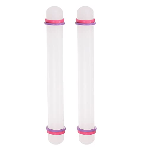 2pcs Fondant Rolling Pin 9 Inch x 0.98 Inch Adjustable Guide Rings Non (2 Count)