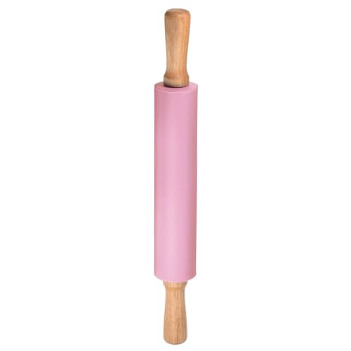 Silicone Rolling Pins for Baking 17 Inch Wooden Handle Non Stick Rolling Pin Small Roller Play Dough Rolling Pins for Dough Pizza Pastry Fondant Kitchen Baking