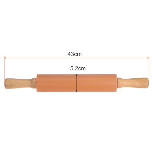Silicone Rolling Pins for Baking 17 Inch Wooden Handle Non Stick Rolling Pin Small Roller Playdough Rolling Pins for Dough Pizza Pastry Fondant Kitchen