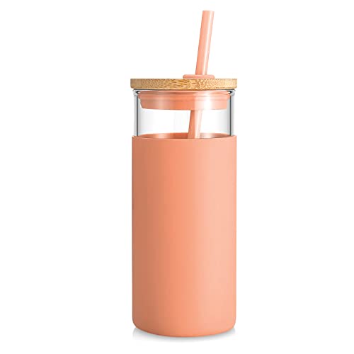 20 oz Glass Tumbler with Lids and Straws