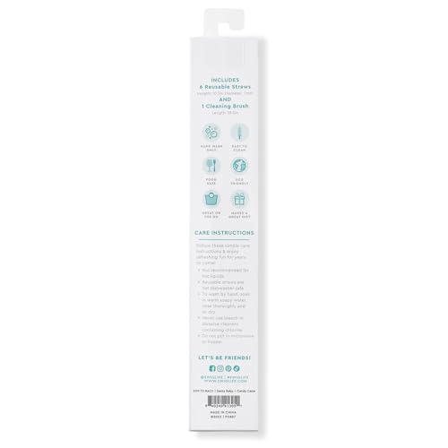 Pack of 6 Reusable Plastic Straws with Cleaning Brush (6 Count)