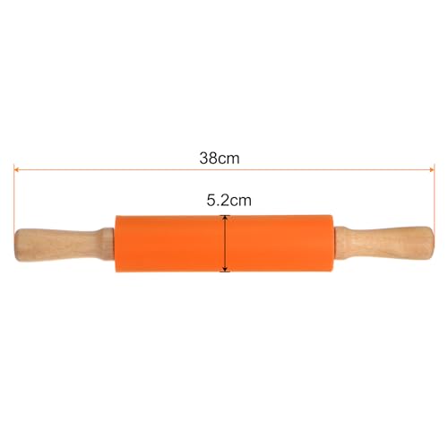 Silicone Rolling Pins for Baking 15 Inch Wooden Handle Non Stick Rolling Pin Small Roller Playdough Rolling Pins for Dough Pizza Pastry Fondant Kitchen