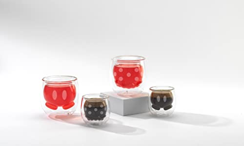Mickey Pants and Minnie Skirt 3D 7.4oz Double Wall Glass Coffee Cups Set of 2 (2 Count)