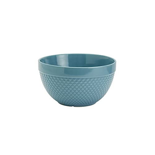 Tabletops Gallery Hobnail Style 4 Piece Blue Storm Stoneware Nesting Mixing Bowl Set for Baking and Cooking