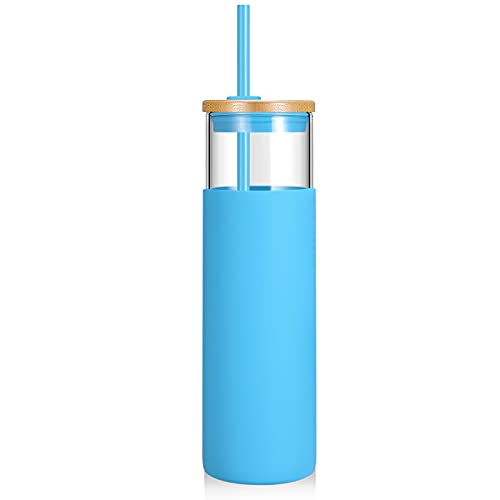 28 oz Glass Tumbler with Lids and Straws