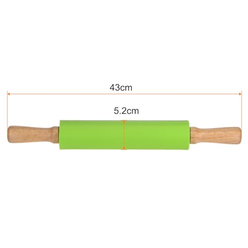 Silicone Rolling Pins for Baking 17 Inch Wooden Handle Non Stick Rolling Pin Small Roller Playdough Rolling Pins for Dough Pizza Pastry Fondant Kitchen