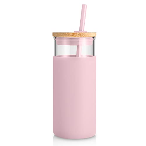20 oz Glass Tumbler with Lids and Straws