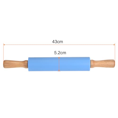Silicone Rolling Pins for Baking 17 Inch Wooden Handle Non Stick Rolling Pin Small Roller Playdough Rolling Pins for Dough Pizza Pastry Fondant Kitchen