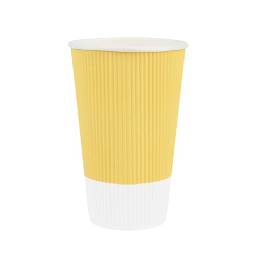 Ripple Wall Coffee Cups 500 Count 16 Ounce Insulated Light Yellow Paper Cups