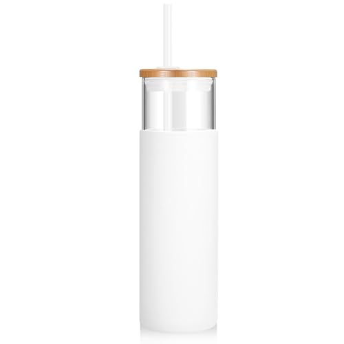 28 oz Glass Tumbler with Lids and Straws