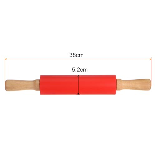 Silicone Rolling Pins for Baking 15 Inch Wooden Handle Non Stick Rolling Pin Small Roller Playdough Rolling Pins for Dough Pizza Pastry Fondant Kitchen