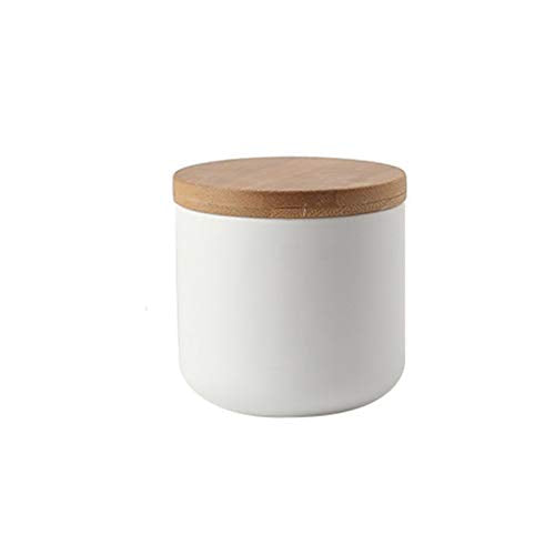 Ceramic Storage Containers with Airtight Seal Bamboo Lids Kitchen Canisters for Tea Spice Seasoning Sugar Coffee