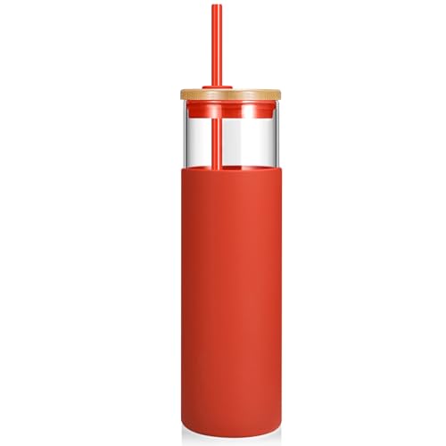 28 oz Glass Tumbler with Lids and Straws