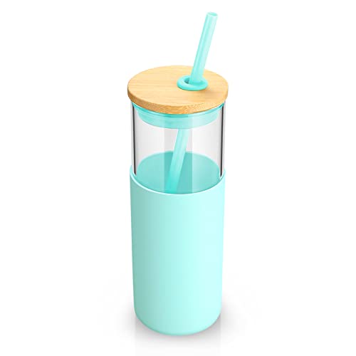 24 oz Glass Tumbler with Straw and Lid
