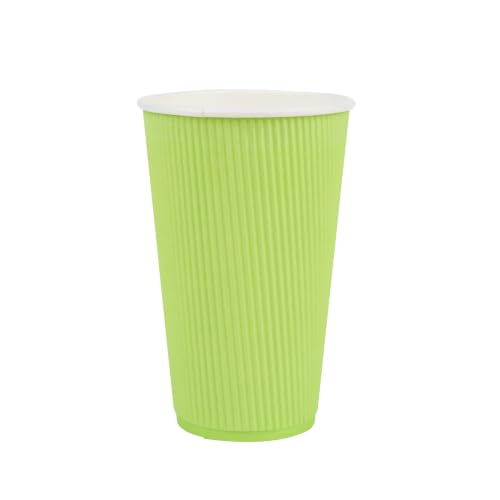 Ripple Wall Coffee Cups 25 Count 16 Ounce Insulated Eco Green Paper Cups
