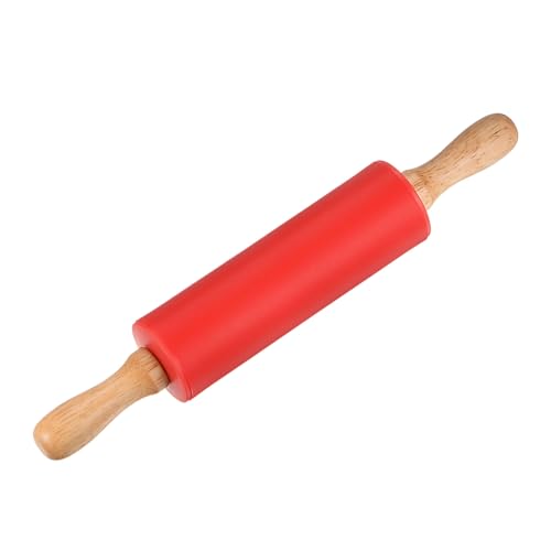 Silicone Rolling Pins for Baking 12 Inch Wooden Handle Non Stick Rolling Pin Small Roller Playdough Rolling Pins for Dough Pizza Pastry Fondant Kitchen