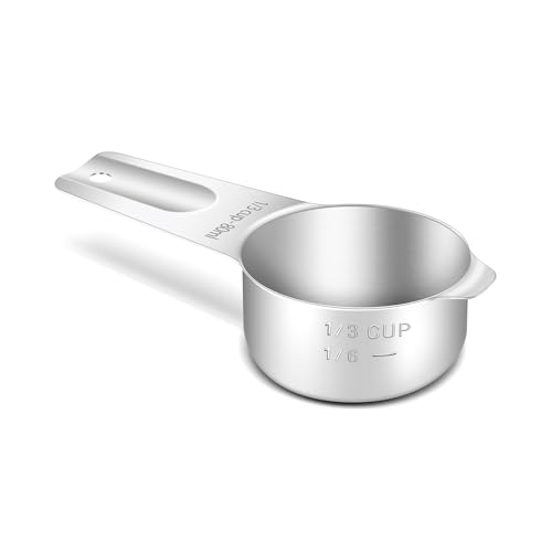 1PCS 1/3CUP (80ML, 2.6OZ) Measuring Cup, 18/8(304) Stainless Steel