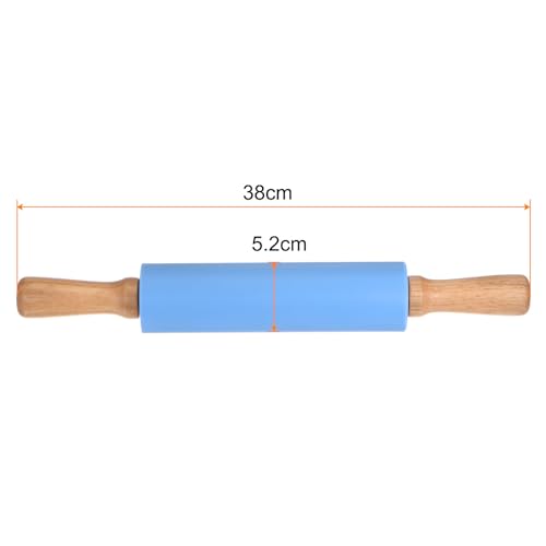 Silicone Rolling Pins for Baking 15 Inch Wooden Handle Non Stick Rolling Pin Small Roller Playdough Rolling Pins for Dough Pizza Pastry Fondant Kitchen