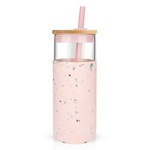 20 oz Glass Tumbler with Lids and Straws