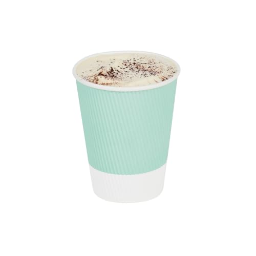 Ripple Wall Coffee Cups 25 Count 12 Ounce Insulated Light Green Paper Cups